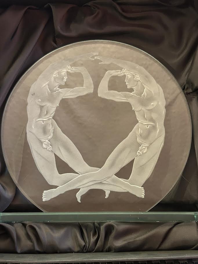 Two male nude Crystal EtchingsCzech Republic