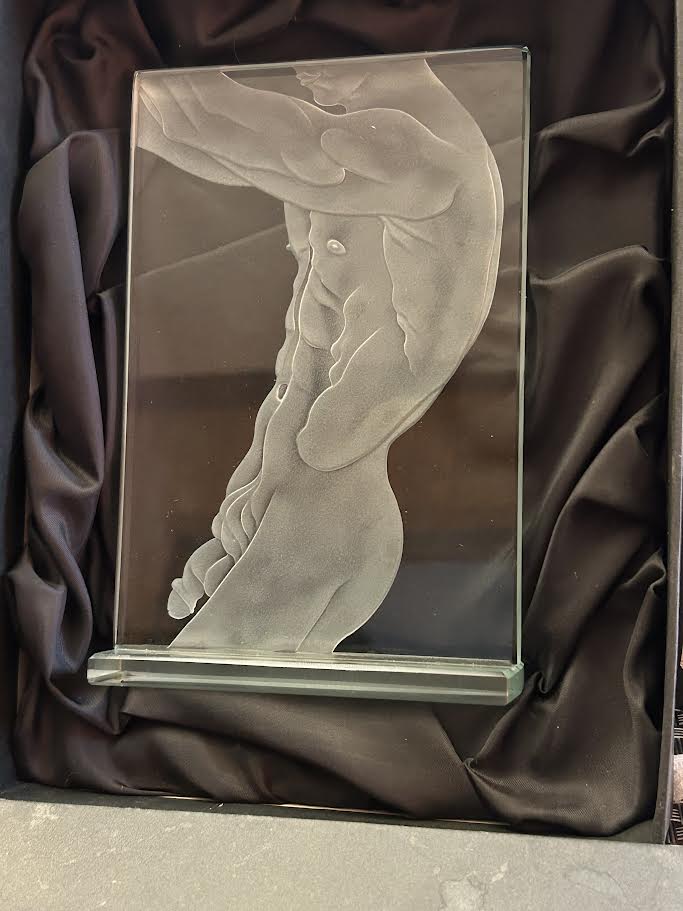 One Male Nude Crystal Etchings Czech Republic