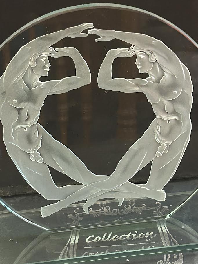 Two male nude Crystal EtchingsCzech Republic