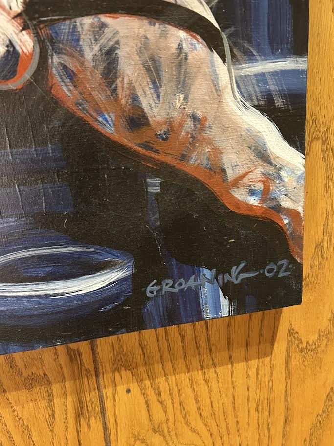 Guy in Bondage Acrylic Painting by Mark Groaning 2002